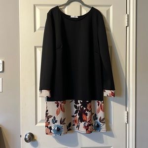 AIME black long sleeved dress with floral details